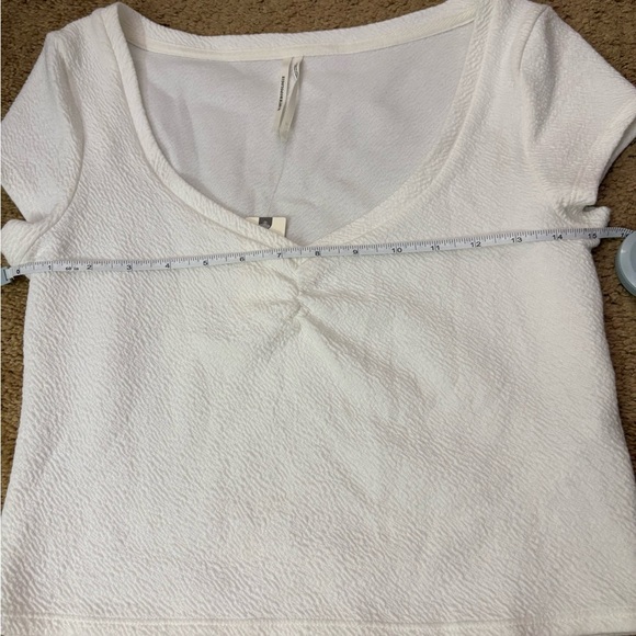 Anthropologie Scoop Neck Rushed White Crop Top Size Small New With Tag - Picture 7 of 8